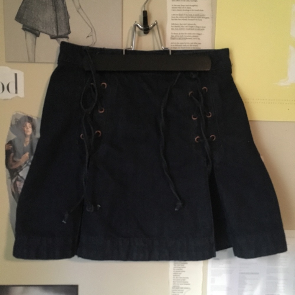 Pleated Denim Skirt